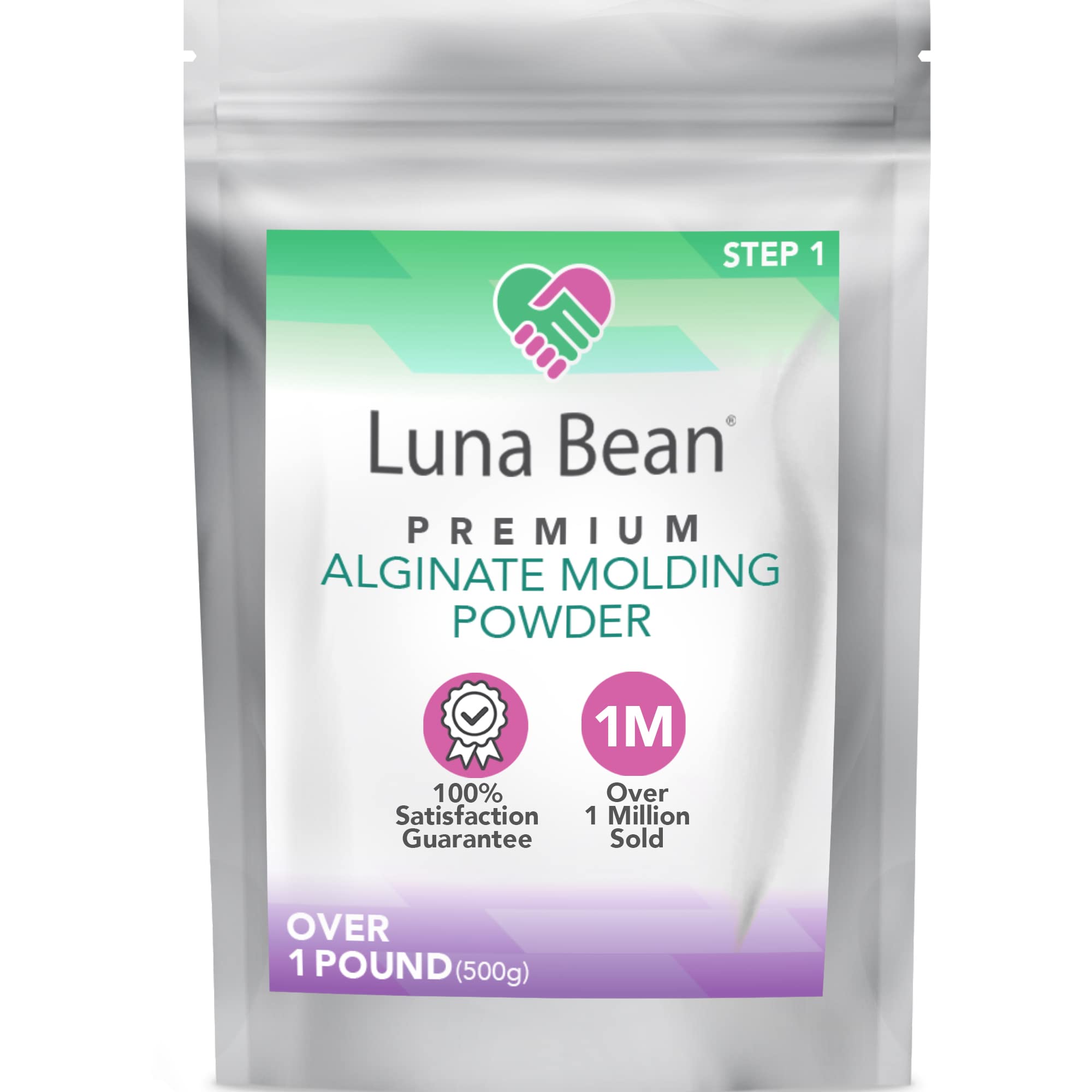 Casting Keepsakes Luna Bean Alginate Molding Powder Refill for Hand Casting Kit - Non-Toxic Alginate Material 1 lb (450g) - Perfect for Anniversaries, Couples, Birthdays & Family Activities