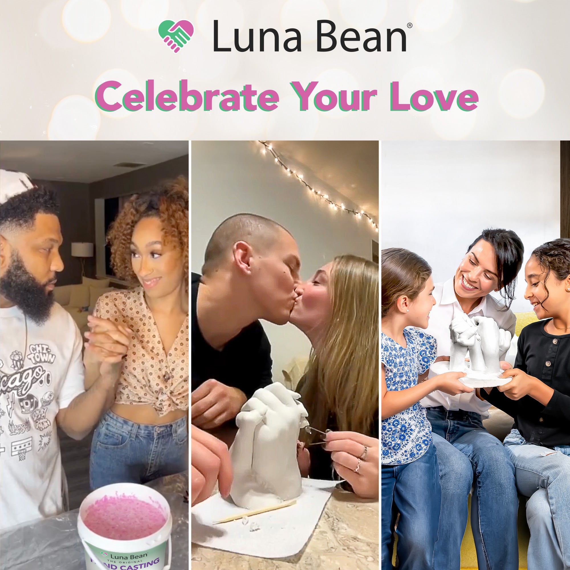 Luna Bean Hand Casting Kit – The Original Hand Mold Kit for Couples – Gifts for Him and Her - Anniversary Engagement Birthday Gifts for Women Men Mom Wife Boyfriend Girlfriend Wedding Bridal Shower