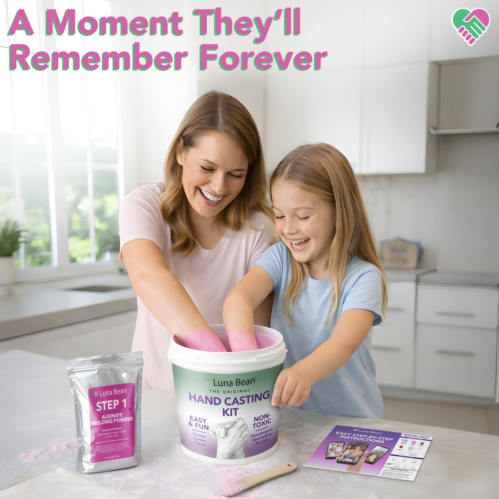 Luna Bean Hand Casting Kit – The Original Hand Mold Kit – Mothers Day Gifts for Mom - Anniversary Engagement Gifts for Women Men Couples Wife Boyfriend Girlfriend Wedding Bridal Shower