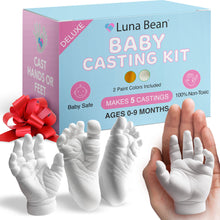 Luna Bean Deluxe Baby Keepsake Hand Casting Kit - Hand Mold Casting Kit for Infant Hand & Foot Mold - Baby Casting Kit for First Birthday, Christmas & Newborn Gifts - Includes Gold and Pearl Paint.