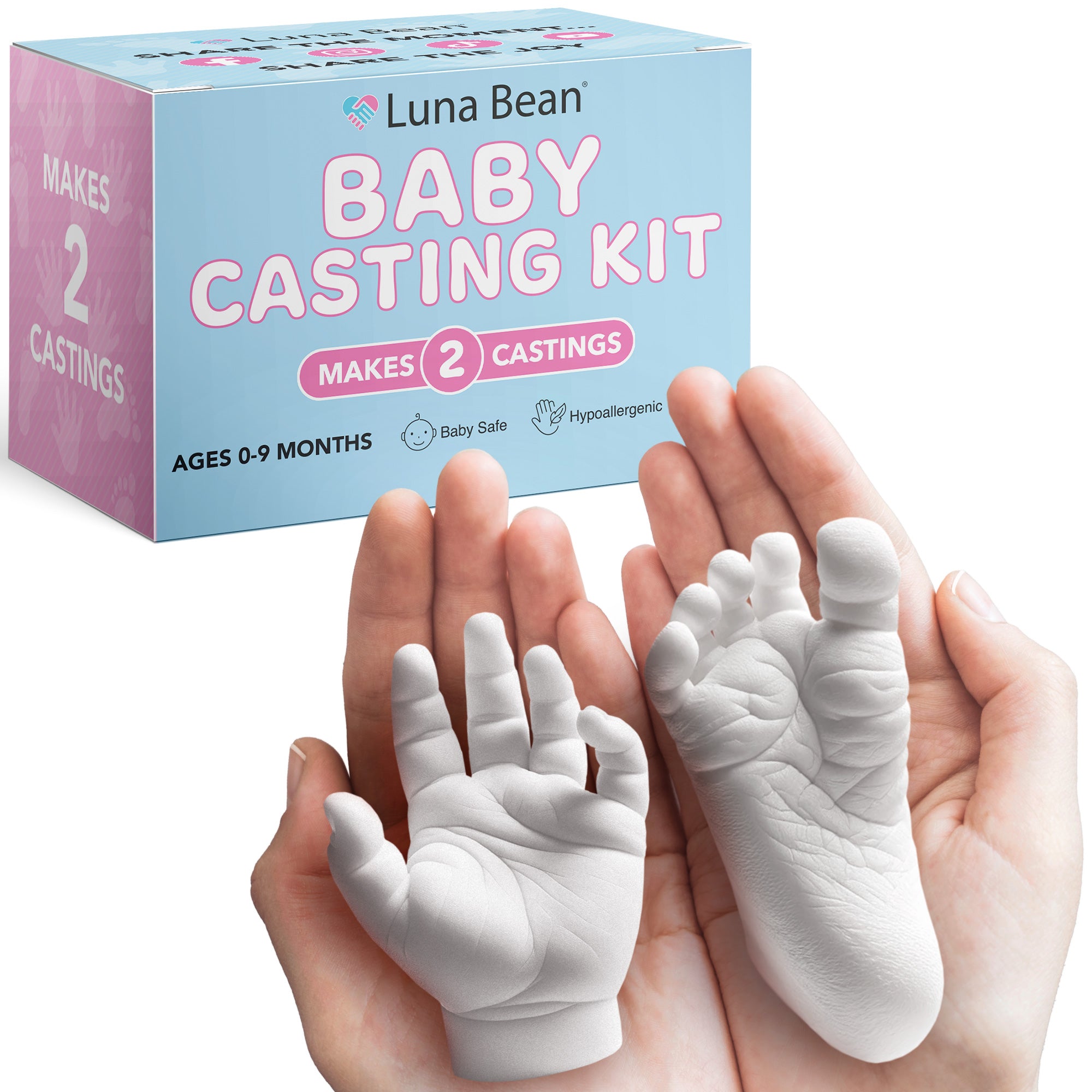 Luna Bean Baby Footprint & Hand Casting Kit – Premium Newborn Infant Keepsake - Baby Chirstmas Gifts for Girls and Boys