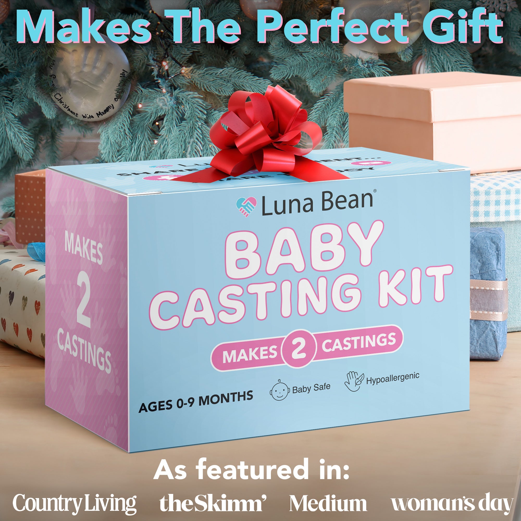 Luna Bean Baby Footprint & Hand Casting Kit – Premium Newborn Infant Keepsake - Baby Chirstmas Gifts for Girls and Boys
