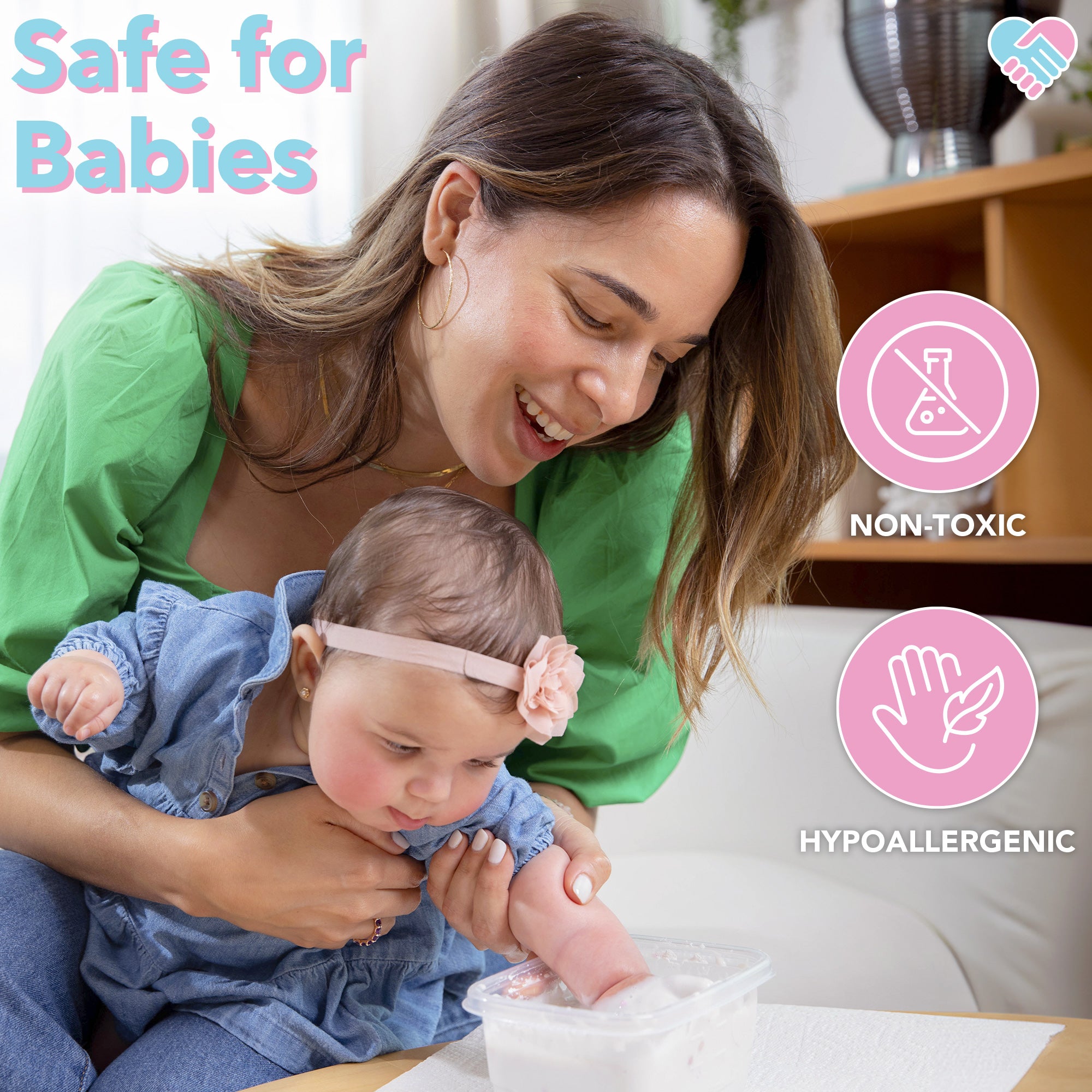 Luna Bean Baby Footprint & Hand Casting Kit (4 Pack) Newborn Keepsake Foot Hand Mold Kit - Baby Shower New Mom Gifts