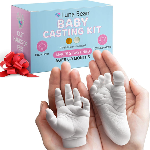 Luna Bean Baby Hand & Footprint Kit - Newborn Essential Must Haves for Boys Girls, Gifts for New Moms Infant Hand Foot Molding Casting Kit Baby Shower Registry Items Custom Personalized Keepsake Stuff