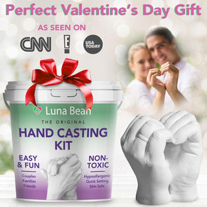 Luna Bean Hand Casting Kit - Valentines Day Gifts for Her Wife Him Men Husband, Engagement Gifts for Couples Anniversary Wedding Bridal Shower, Mom Kids Valentine’s Girlfriend Boyfriend Hand Molding