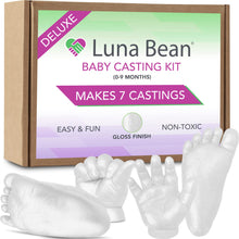 Luna Bean Deluxe Baby Keepsake Hand Casting Kit - Plaster Hand Mold Casting Kit for Infant Hand & Foot Mold - Baby Casting Kit for First Birthday, Christmas & Newborn Gifts - (Clear Sealant - Matte)