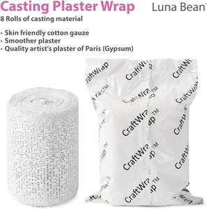 Craft Wrap Plaster Cloth - Plaster of Paris - Belly Casting Kit Pregnancy - Plaster (8 Pack, 4'' X 180'') - Plaster Bandages for Craft Projects & Art - Plaster Strips - Paper Mache for Masks, Scenery