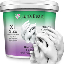 Luna Bean XL Family Hand Casting Kit – Extra-Large Hand Molding Kit for Families, Casts Up to 6 Hands – Plaster Craft Gift for Family, Parents, Grandparents and Keepsake Memorial