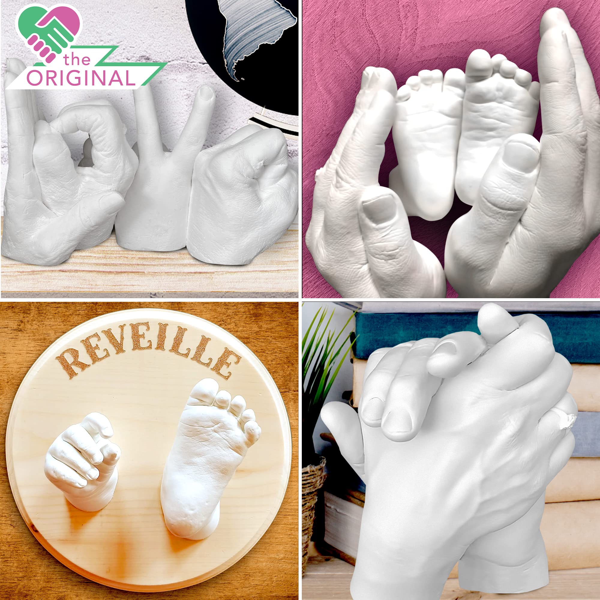 Keepsake Hands Casting Kit Large | DIY Plaster Statue Molding Kit Hand Holding, Women's, Size: One size, White