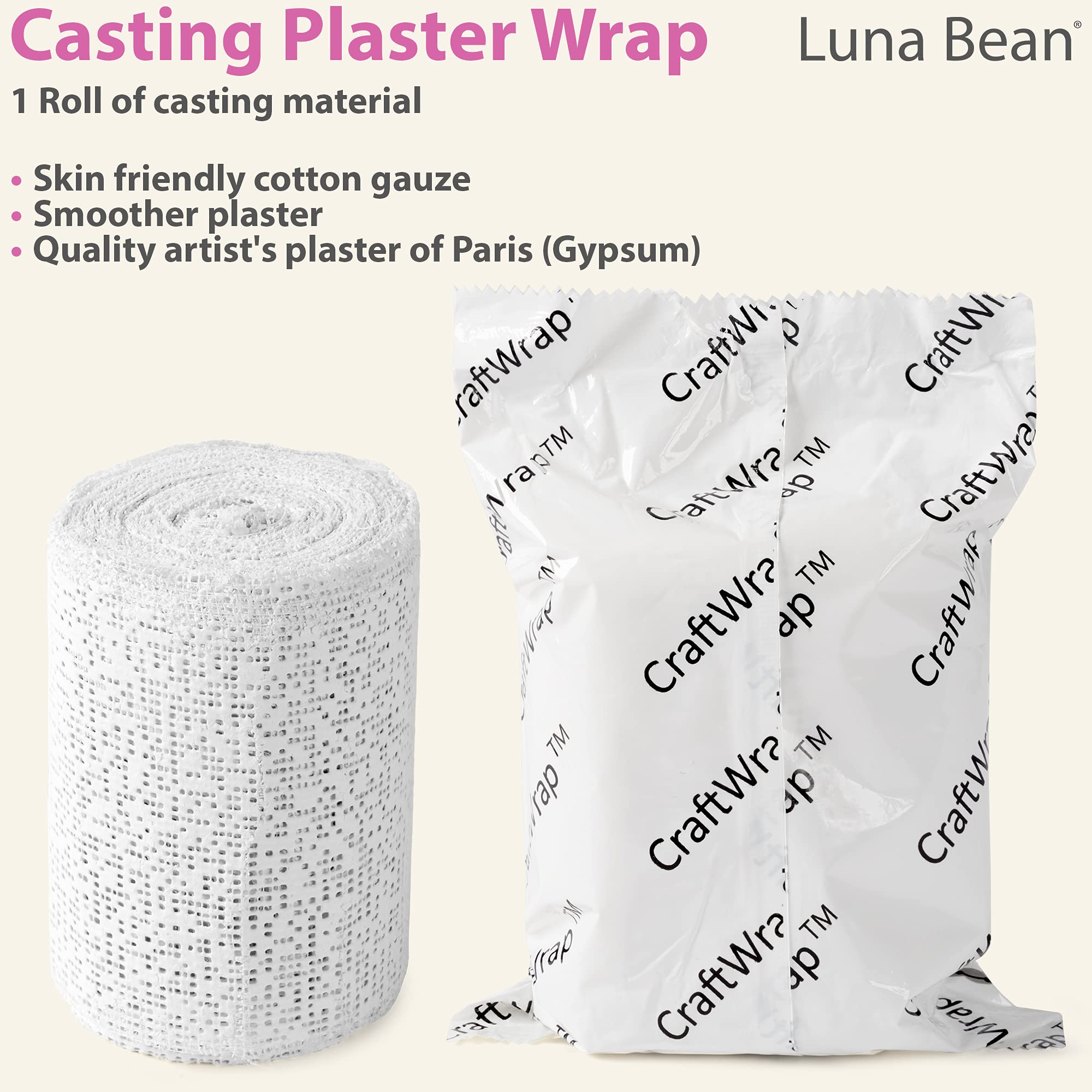 Craft Wrap Plaster Cloth - Plaster of Paris - Belly Casting Kit Pregnancy -  Plaster (1 Pack, 4'' X 180'') - Plaster Bandages for Craft Projects & Art