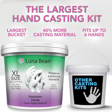 Luna Bean XL Family Hand Casting Kit – Extra-Large Hand Molding Kit for Families, Casts Up to 6 Hands – Plaster Craft Gift for Family, Parents, Grandparents and Keepsake Memorial