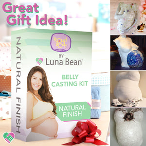 Luna Bean Belly Casting Kit Pregnancy, Easy Belly Cast with Natural Finish – Gift for Expecting Mom, Baby Nursery Décor, Mothers Day Keepsake, Mom to Be Gift, Pregnant Mom Gifts