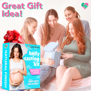 Proud Body Luna Bean Belly Casting Kit Pregnancy, Easy Belly Cast with Natural Finish – Gift for Expecting Mom, Baby Nursery Décor, Mothers Day Keepsake, Mom to Be Gift, Pregnant Mom Gifts