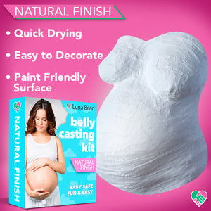 Proud Body Luna Bean Belly Casting Kit Pregnancy, Easy Belly Cast with Natural Finish – Gift for Expecting Mom, Baby Nursery Décor, Mothers Day Keepsake, Mom to Be Gift, Pregnant Mom Gifts