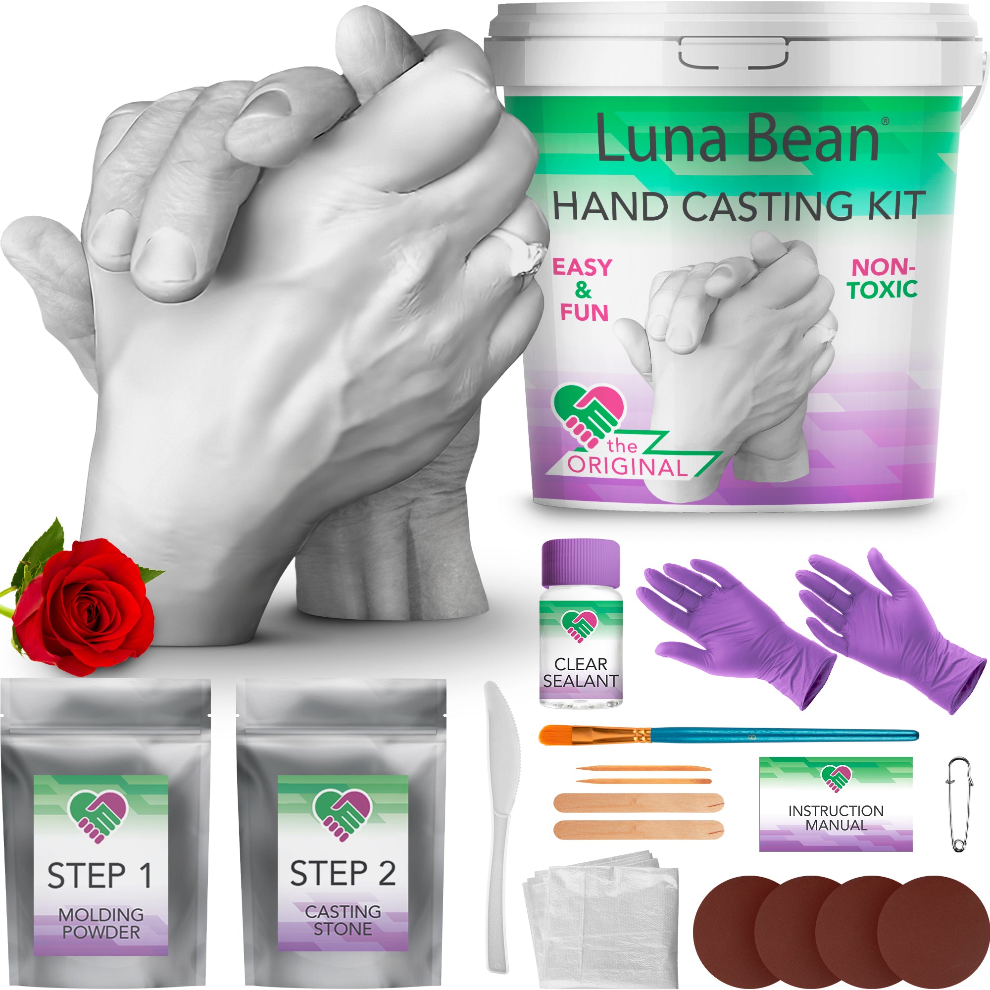 Luna Bean Couples Hand Casting Kit – The perfect for Valentine’s Day Gift, activity, and keepsake, all in one!
