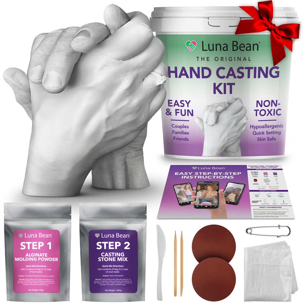 Luna Bean Hand Casting Kit – The Original Hand Mold Kit for Couples – Christmas Gifts for Women, Bridal Shower, Wedding, Engagement Gifts Her Him Anniversary Men Mom Wife Husband Boyfriend Girlfriend