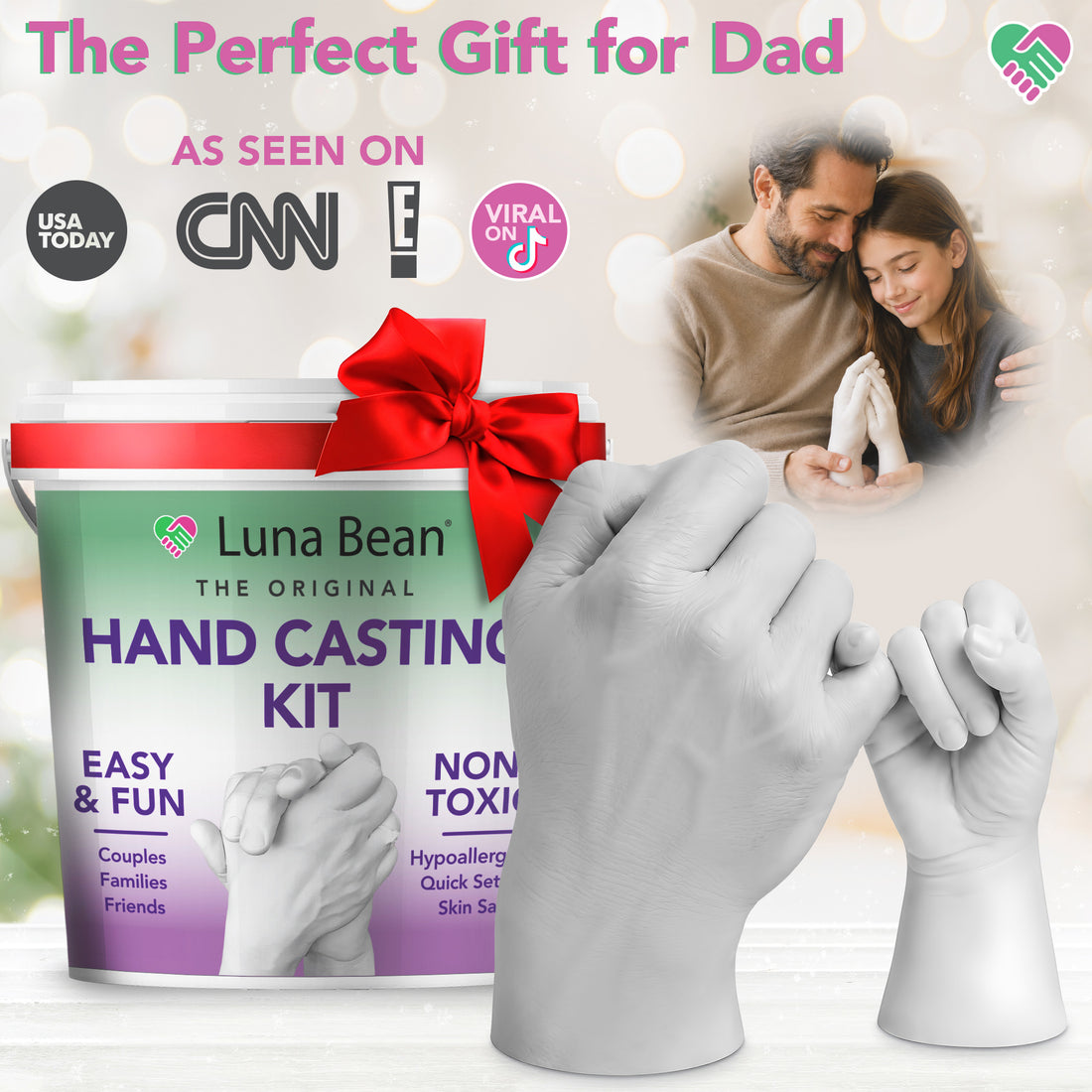 Luna Bean Hand Casting Kit – The Original Hand Mold Kit for Couples – Gifts for Him and Her - Anniversary Engagement Birthday Gifts for Women Men Mom Wife Boyfriend Girlfriend Wedding Bridal Shower
