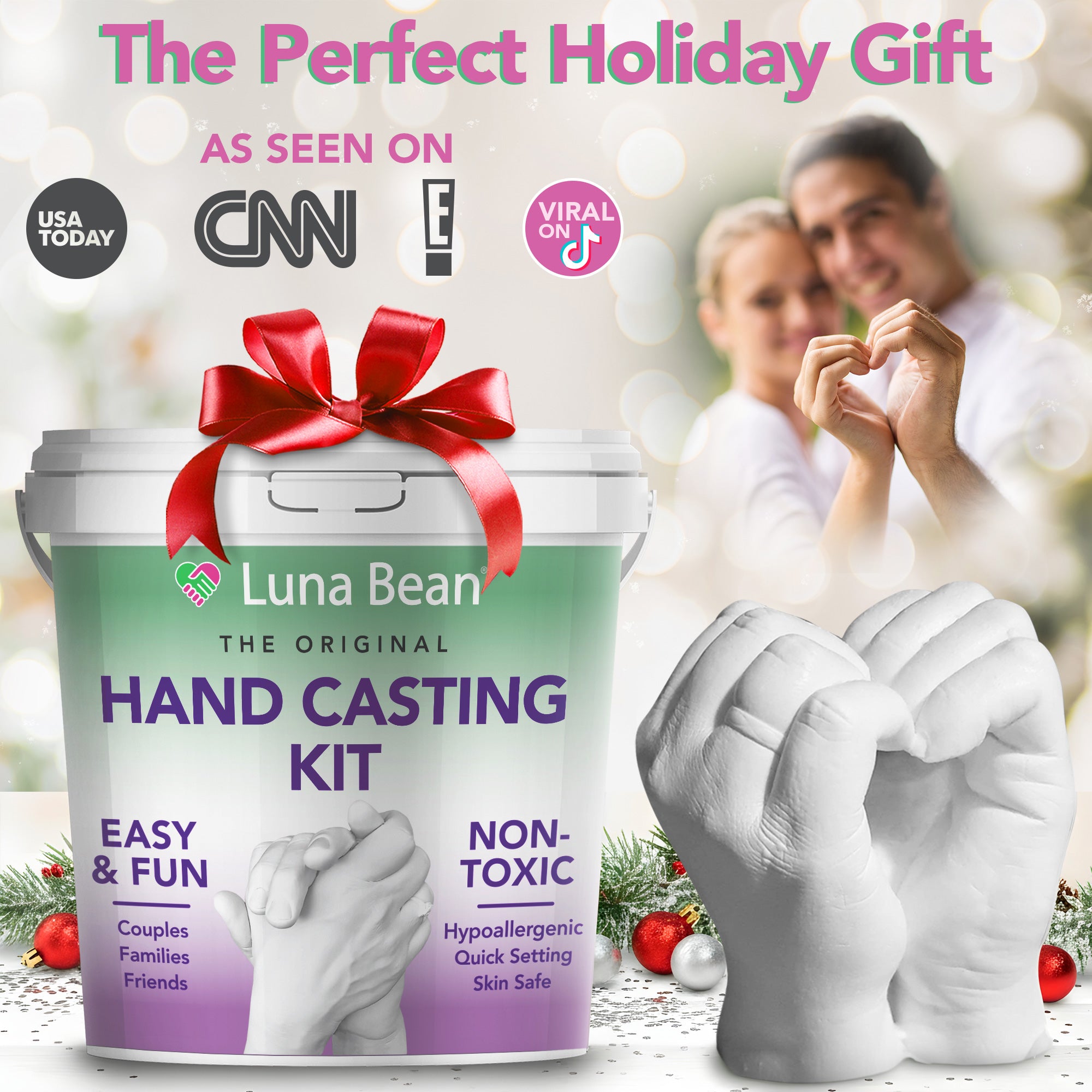 Luna Bean Hand Casting Kit – The Original Hand Mold Kit for Couples – Christmas Gifts, Bridal Shower, Wedding, Engagement Gifts for Her Him Anniversary for Men Women Wife Husband Boyfriend Girlfriend