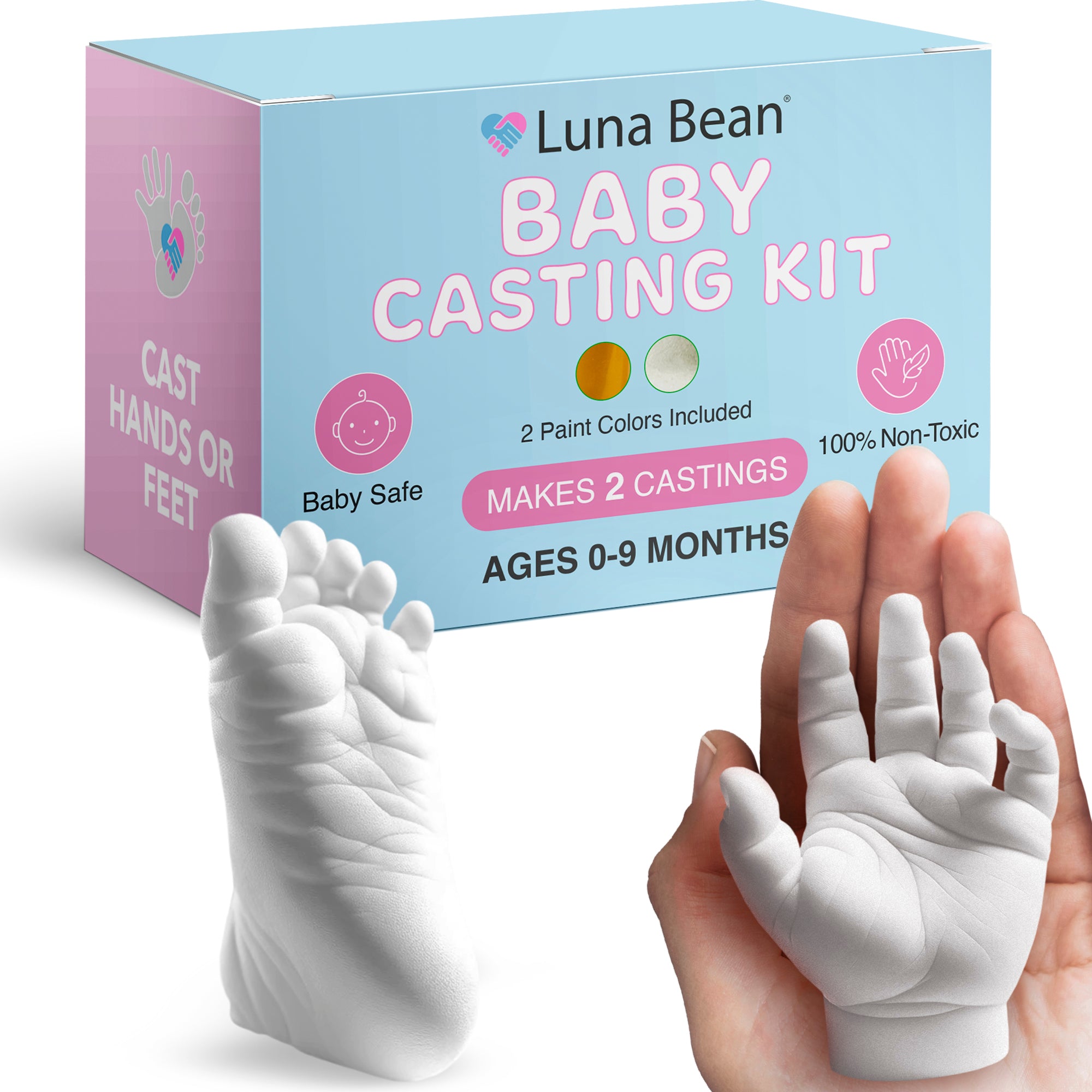 Luna Bean Hand Casting Kit - Create-A-Molding Gel Formula - Customized Craft - Non-Toxic - Plaster Hand and Foot Molding