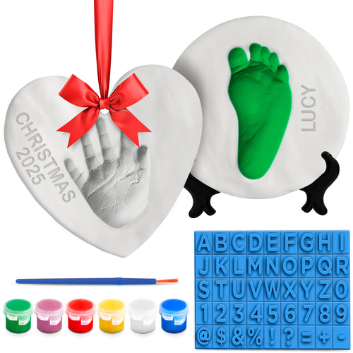 Luna Bean Baby Handprint Ornament Kit – Baby’s First Christmas 2025 Keepsake – Baby Footprint Ornament Set for Newborn Boy or Girl