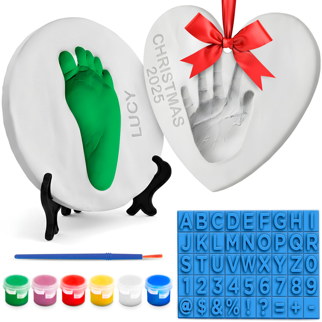 Luna Bean Baby Handprint Ornament Kit – Baby’s First Christmas 2025 Keepsake – Baby Footprint Ornament Set for Newborn Boy or Girl