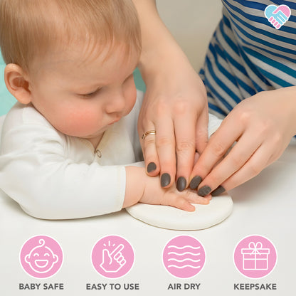 Baby Handprint Ornament Making Kit with Paint Set, Easel &amp; Ribbons, Makes 2 Easy-to-use air-dry clay kit - makes 2 handprint or footprint keepsakes, grandparents &amp; holidays