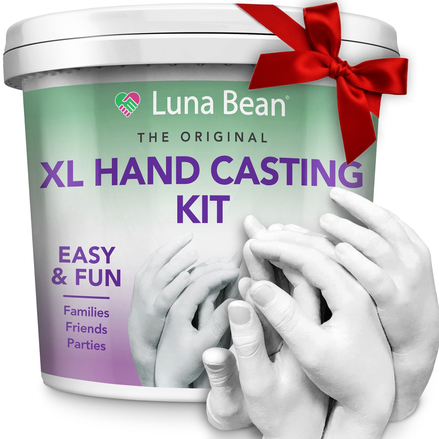 Luna Bean XL Family Hand Casting Kit – Extra Large Hand Mold Kit for Families, Casts Up to 6 Hands – Unique Family Gifts Ideas, Parents, Grandparents &amp; Keepsake Memorial