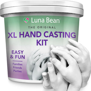 Luna Bean XL Family Hand Casting Kit – Extra-Large Hand Molding Kit for Families, Casts Up to 6 Hands – Plaster Craft Gift for Family, Parents, Grandparents and Keepsake Memorial