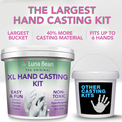 Luna Bean XL Family Hand Casting Kit – Extra Large Hand Mold Kit for Families, Casts Up to 6 Hands – Unique Family Gifts Ideas, Parents, Grandparents &amp; Keepsake Memorial