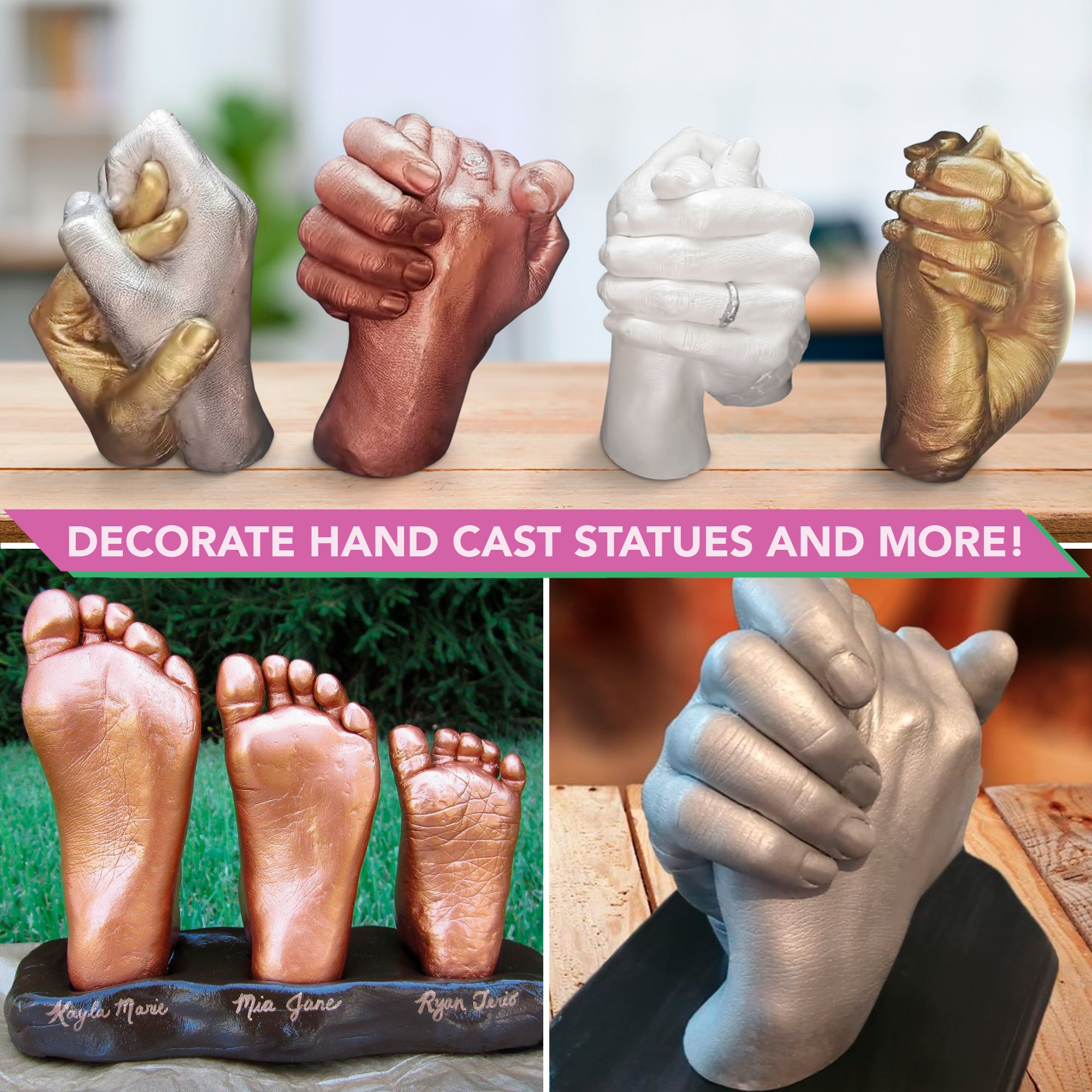  Luna Bean Baby Keepsake Hand Casting Kit - Plaster Hand  Molding Casting Kit for Infant Hand & Foot Molding - Baby Casting Kit for  First Birthday, Christmas & Newborn Gifts - (