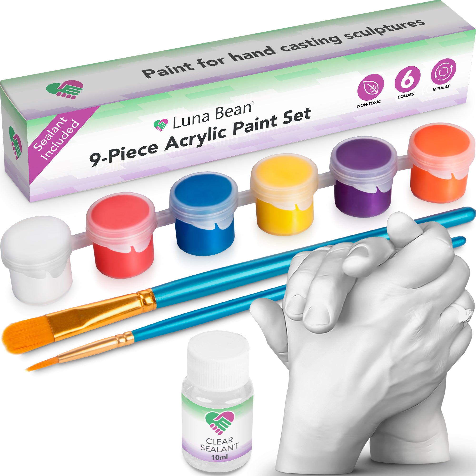 Luna Bean Acrylic Paint Set - Rainbow Paint Colors for Arts and