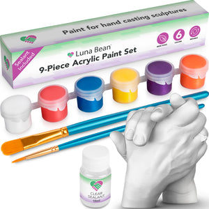 Luna Bean Acrylic Paint Set - Rainbow Paint Colors for Arts and Crafts - Crafts for Adults & Hand Casting Kit - Set of 6 Pigmented & Non-Toxic Paint for Crafts - Acrylic Paint Sets for Adults