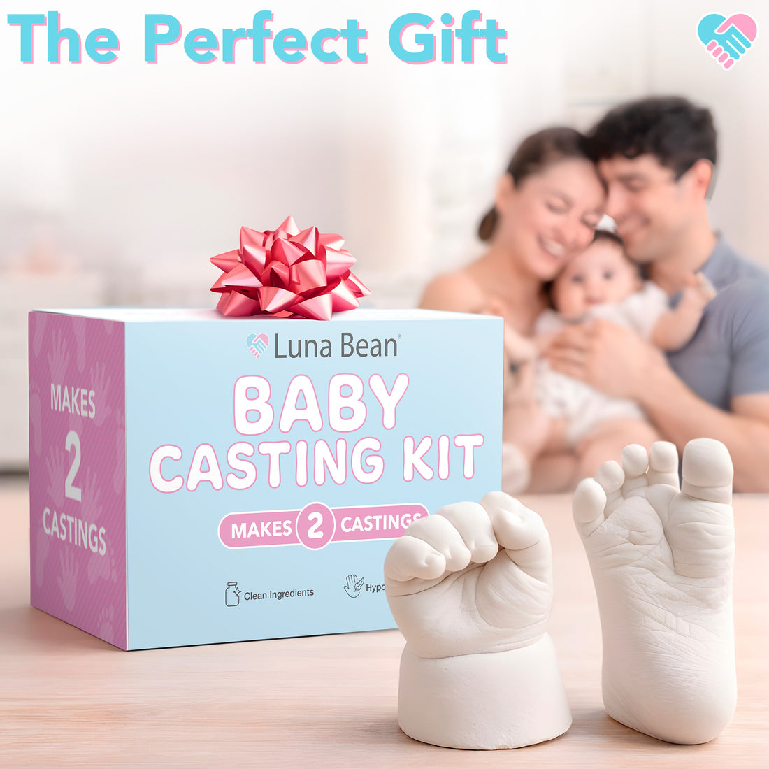 Luna Bean Baby Casting Kit - Hand &amp; Foot Keepsake Mold, 2pc, New Mom Gift The original baby casting kit - captures newborn hand &amp; foot forever. Non-toxic, safe, easy - perfect new mom gift