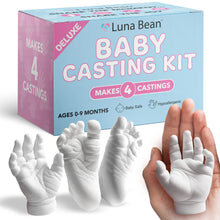 Luna Bean Baby Footprint & Hand Casting Kit (4 Pack) Newborn Milestone Keepsake Kit for Boys & Girls - Baby Shower Gifts Registry Must Have