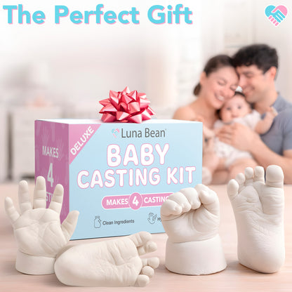 Luna Bean Baby Casting Kit - Hand &amp; Foot Keepsake Mold, 4pc, New Mom Gift The original baby casting kit - captures newborn hand &amp; foot forever. Non-toxic. Makes 2 sets: one to keep, one to gift