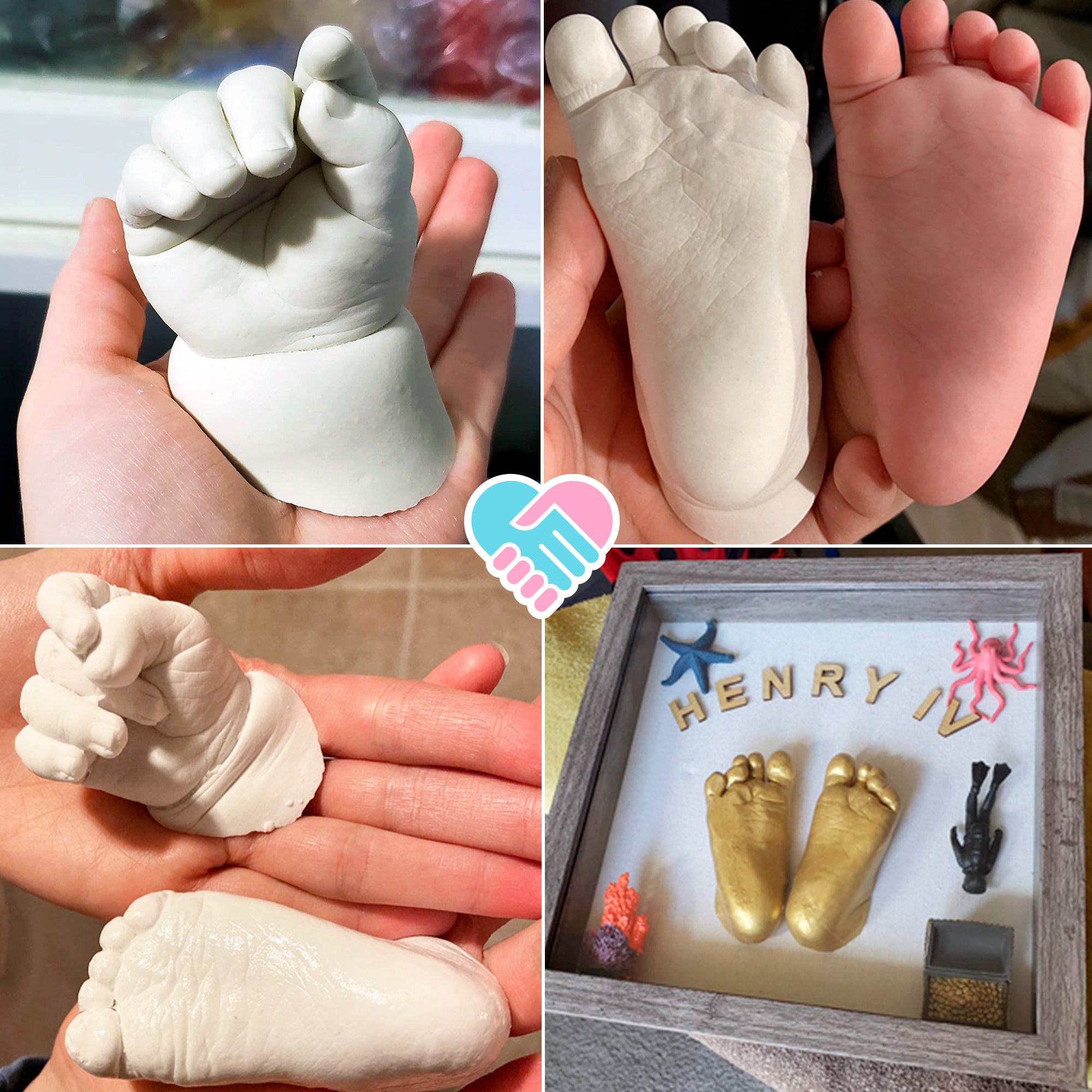 Luna Bean Baby Footprint &amp; Hand Casting Kit (4 Pack) Newborn Keepsake Foot Hand Mold Kit - Baby Shower New Mom Gifts